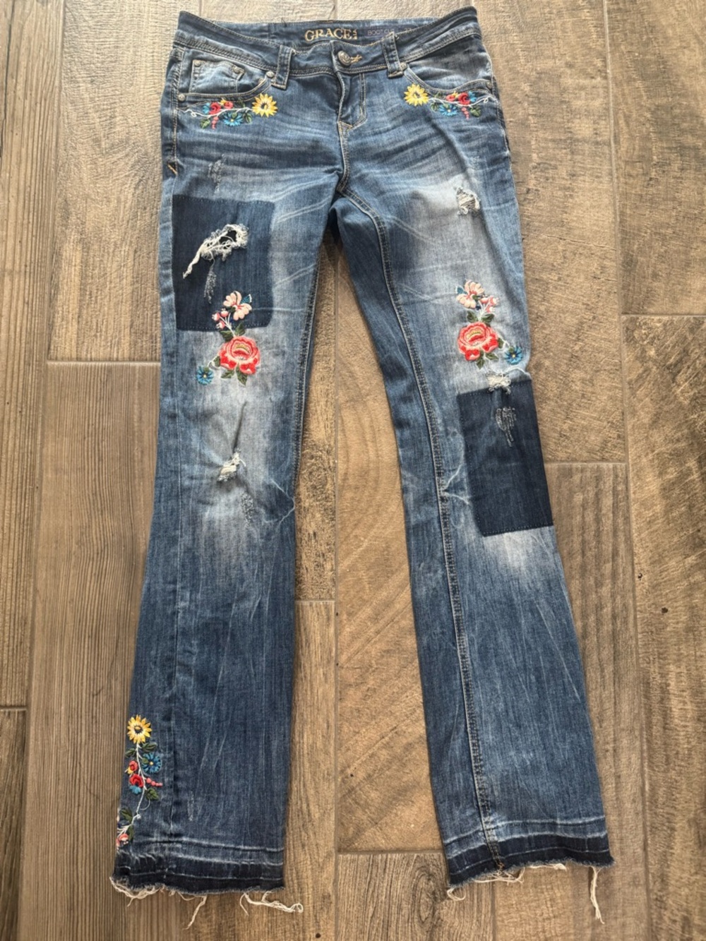 Embroidered Boot Cut Jeans